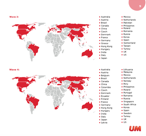 The places covered by the Universal Mccann Study